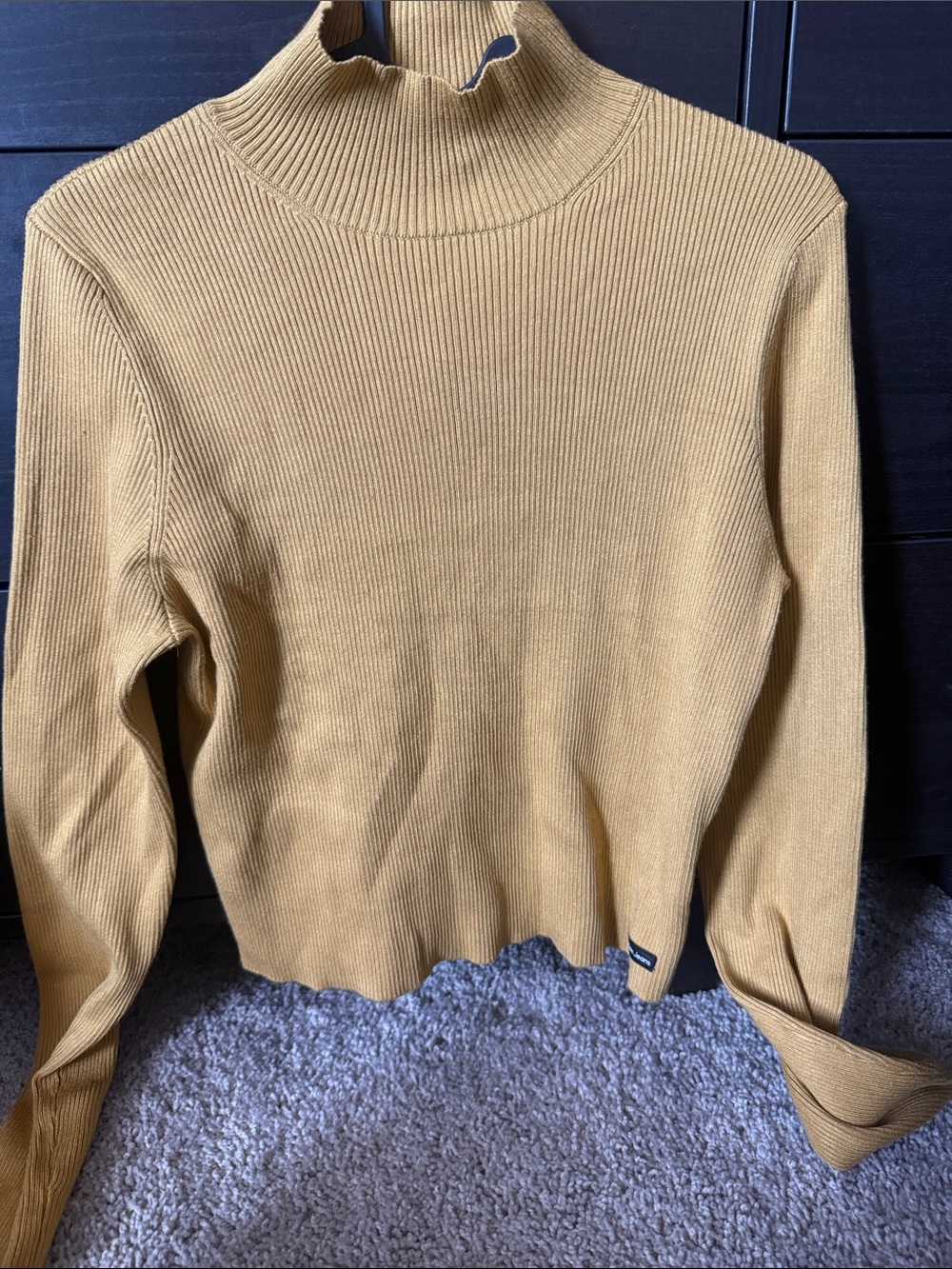 Mustard Ribbed Mock Neck Sweater